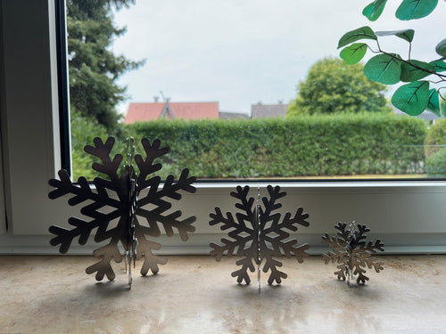 SteelFreak 3D Metal Snowflake Set of Three - 5, 7.5, and 10 Inch