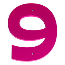 1/4 Inch Thick Laser Cut Steel Letters and Numbers - Trilby Black Font, Pink, 6 Inch