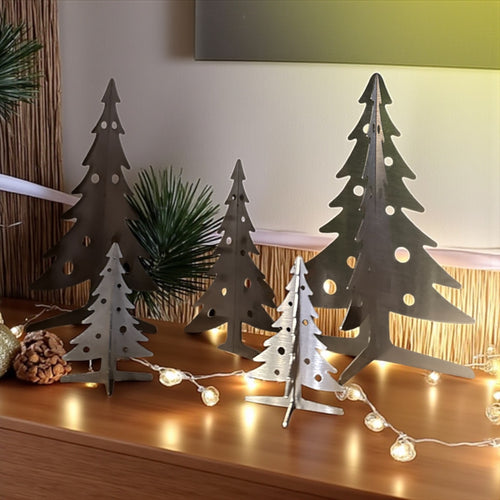 SteelFreak 3D Stainless Steel Christmas Tree Set of Five